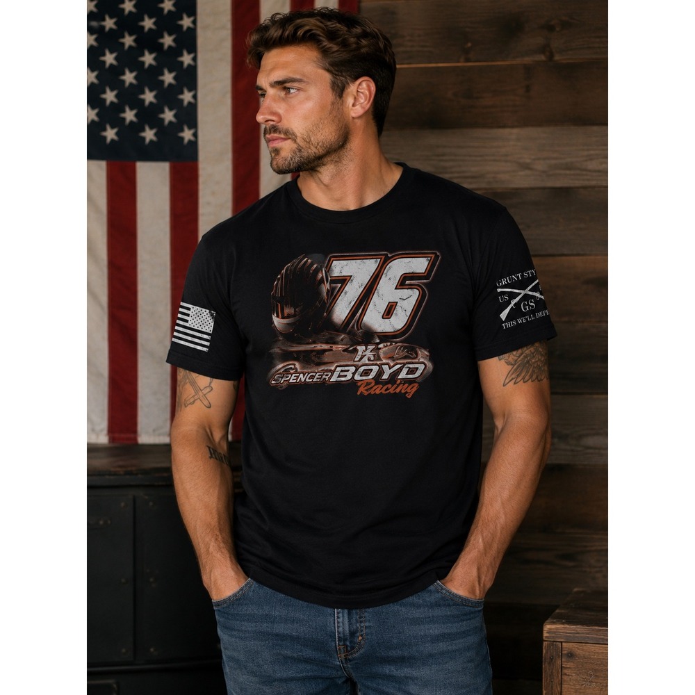 Grunt Style Spencer Boyd Racing 76 T-Shirt Mens Large Black Graphic Tee